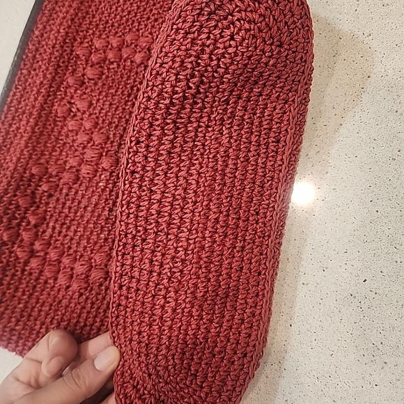 Brighton Corey Red Woven Straw Bag Purse Lined Leather Trim Heart - Picture 4 of 11